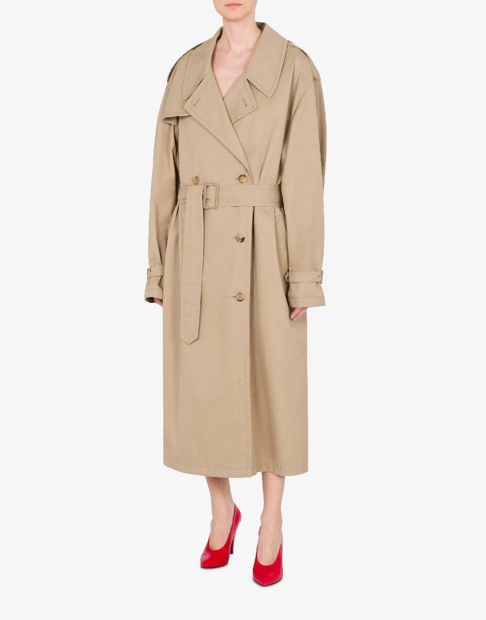﻿Love Moschino Trench in gabardina di cotone e nylon Vendita Economica