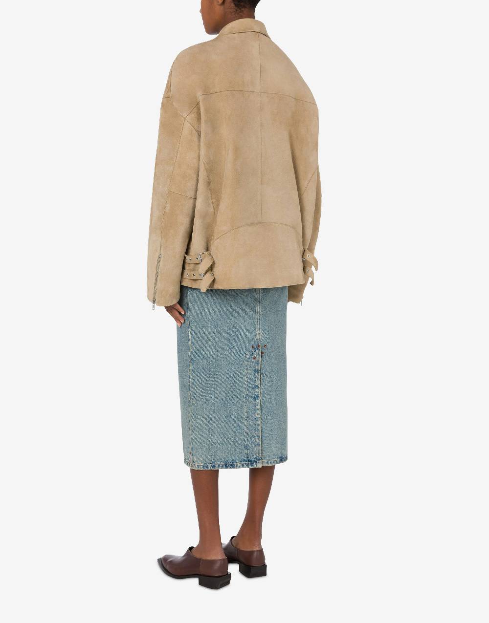Love Moschino Giacca Biker oversize in camoscio Vendite Flash