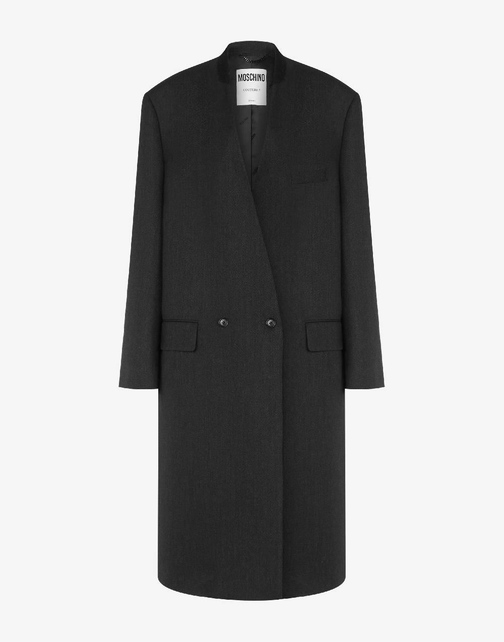 Love Moschino Cappotto in tela di lana tinto in filo Italy