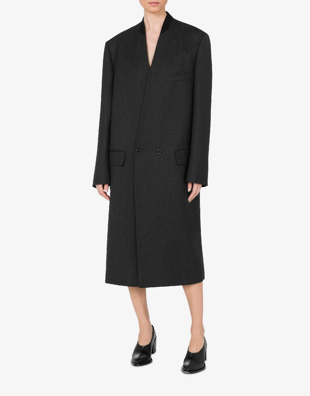 Love Moschino Cappotto in tela di lana tinto in filo Italy