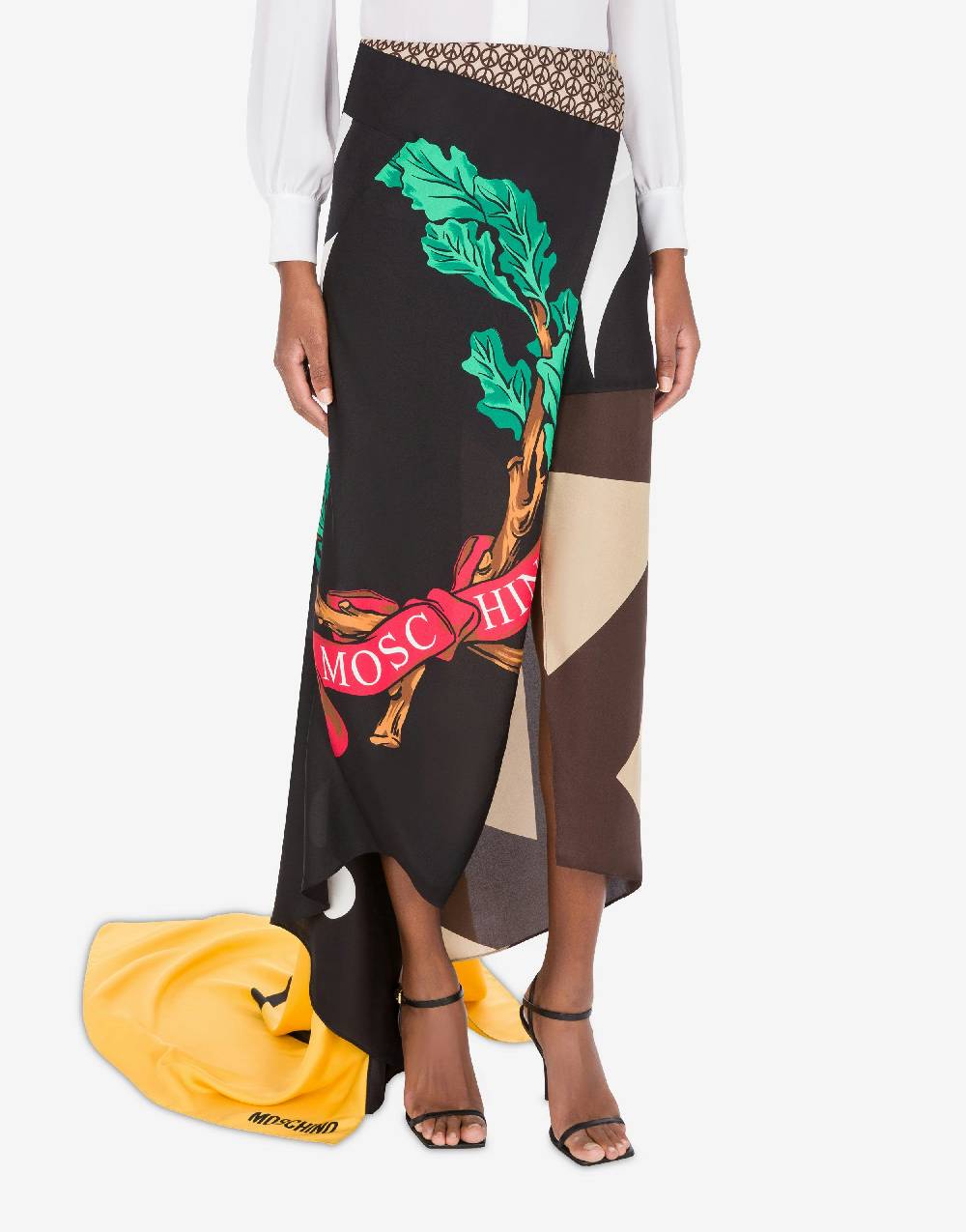 Love Moschino Gonna in twill di seta Patchwork Promozione