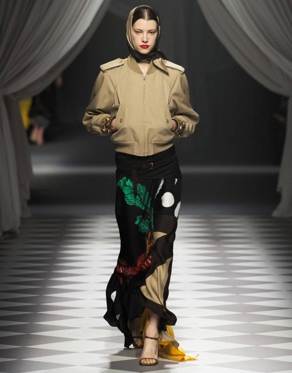 Love Moschino Gonna in twill di seta Patchwork Promozione