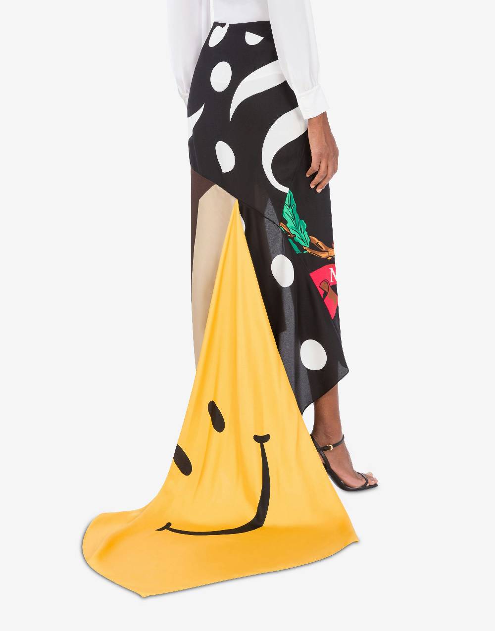 Love Moschino Gonna in twill di seta Patchwork Promozione