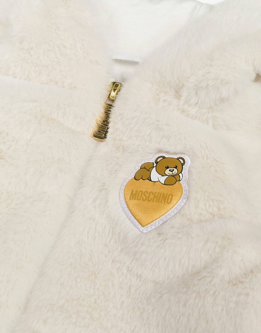 Love Moschino Cappotto in tessuto soft Teddy Heart Patch Sottocosto