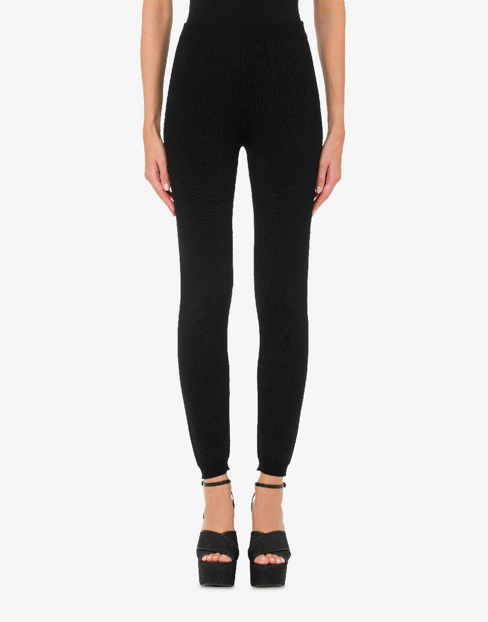 Love Moschino Leggings in lana Allover Logo Vendita Calda