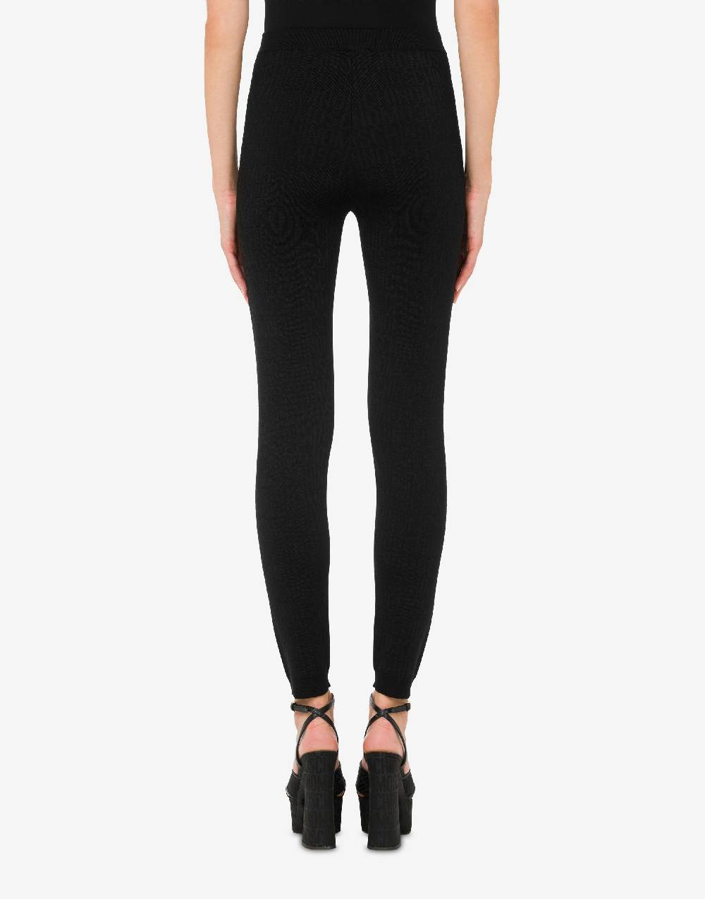 Love Moschino Leggings in lana Allover Logo Vendita Calda