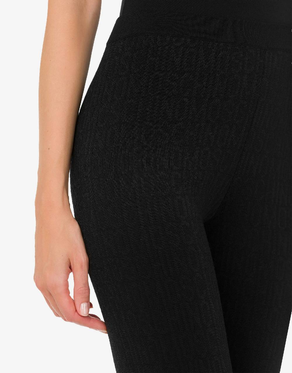 Love Moschino Leggings in lana Allover Logo Vendita Calda