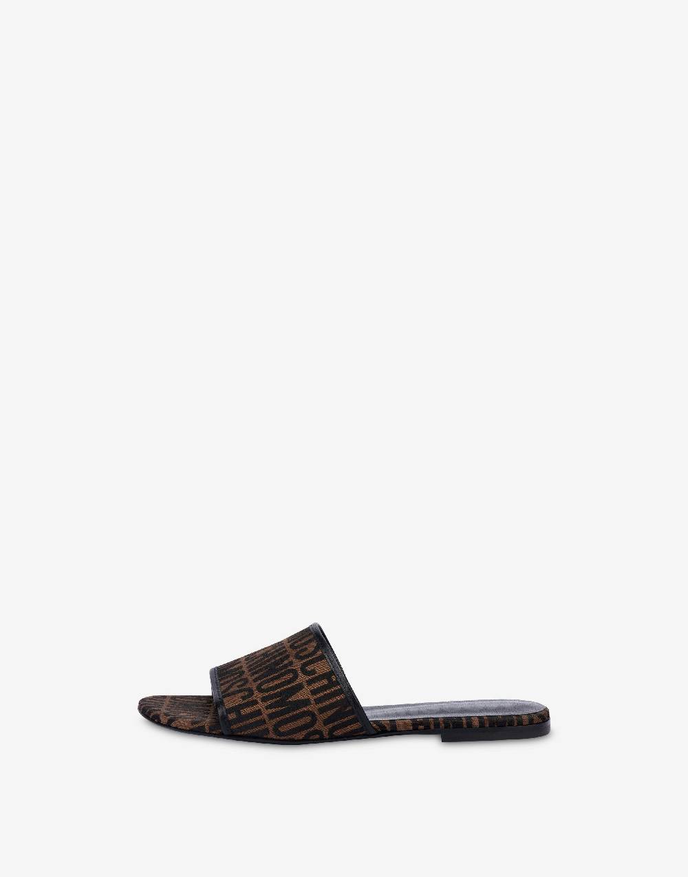Love Moschino Sandali flat in nylon Allover Logo Promozione