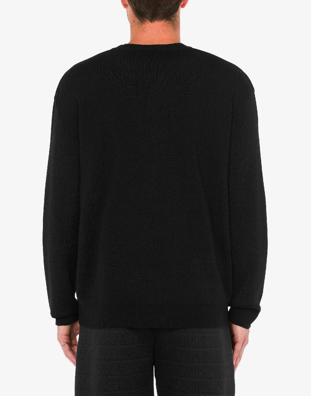 Love Moschino Cardigan in lana Allover Logo In Vendita