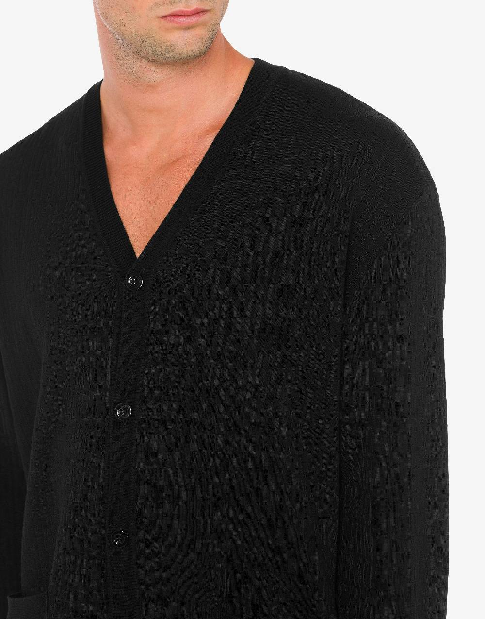 Love Moschino Cardigan in lana Allover Logo In Vendita