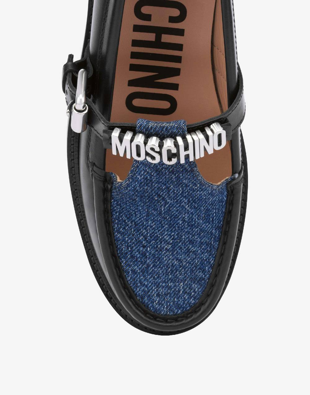 Love Moschino Mocassini in vitello e denim College Promozione Limitata