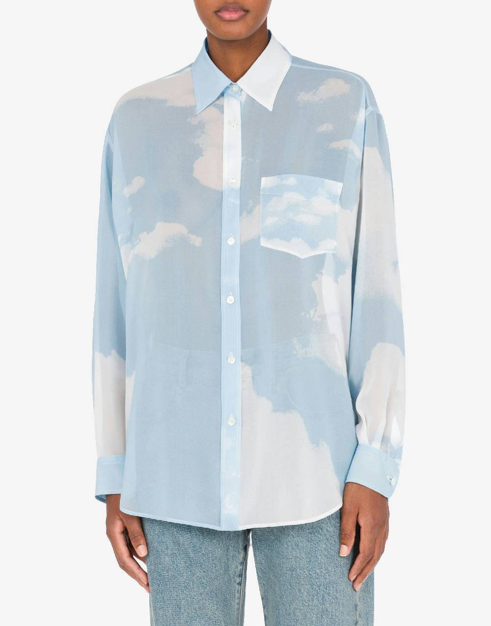Love Moschino Camicia in georgette In The Cloud Soddisfazione Garantita