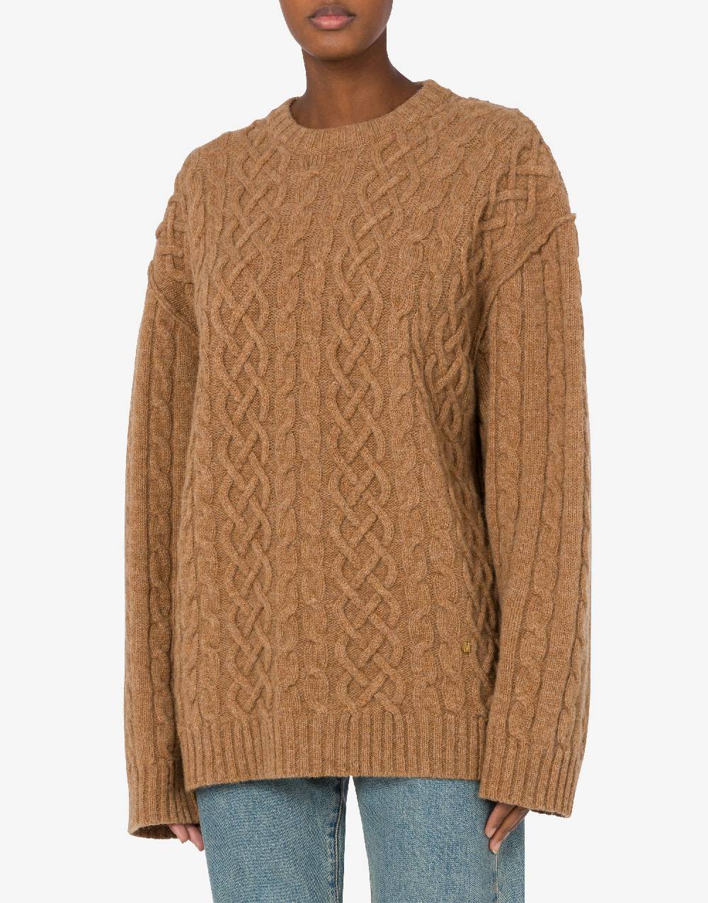 Love Moschino Pullover oversize in shetland Golden M Offerta