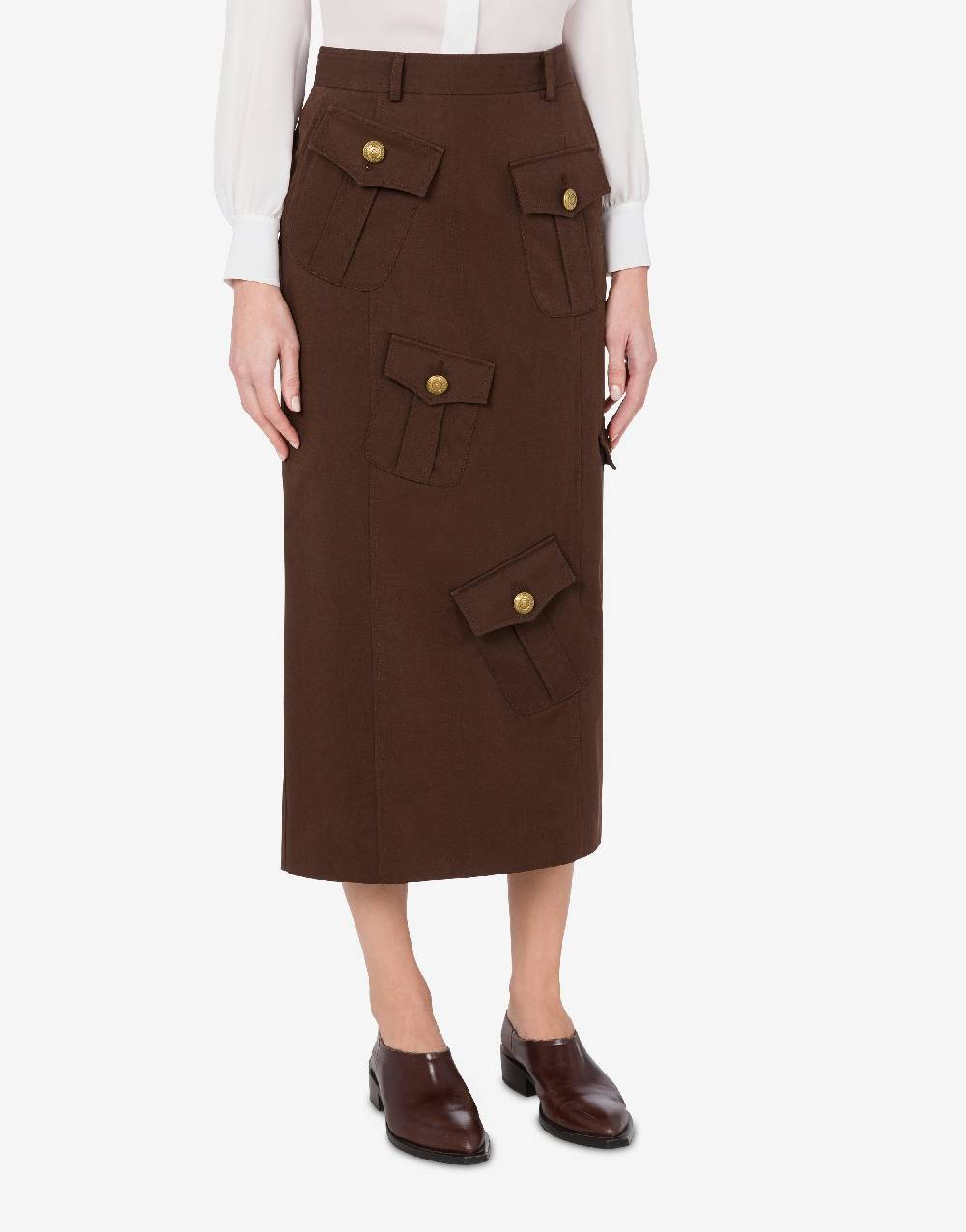 Love Moschino Gonna in gabardina Military Twist Outlet