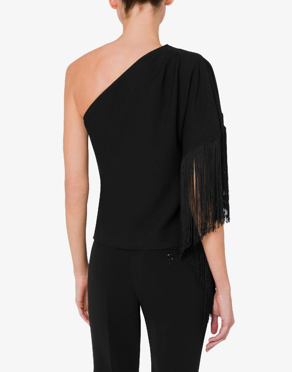 Love Moschino Top monospalla con frange Vendita
