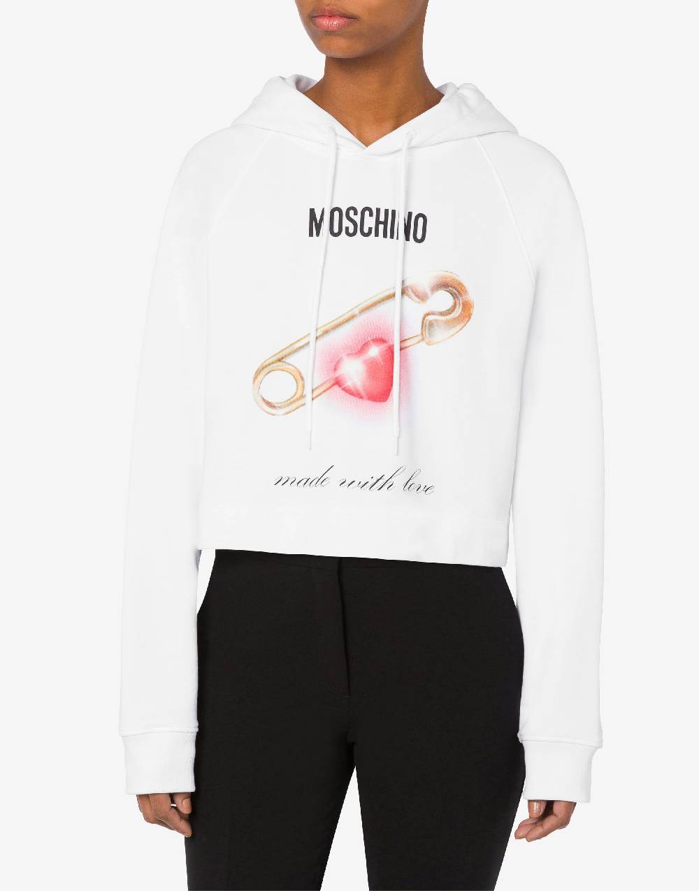 Love Moschino Felpa cropped Heart Safety Pin Novità