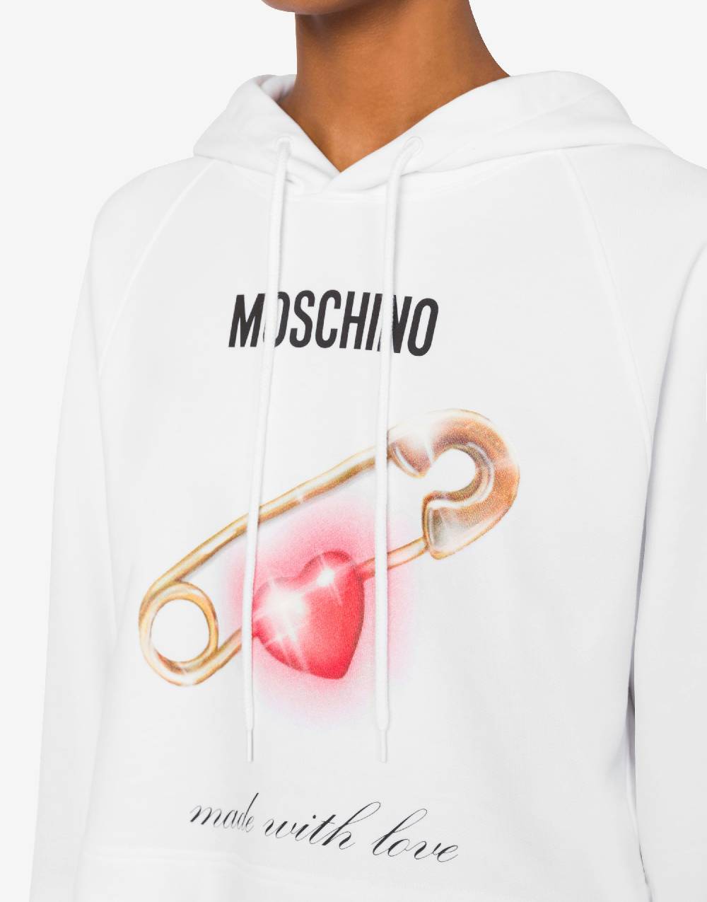 Love Moschino Felpa cropped Heart Safety Pin Novità
