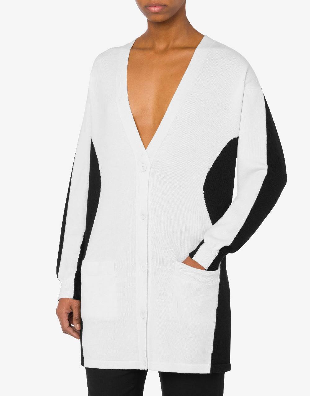 Love Moschino Cardigan in lana Black and White I Più Venduti