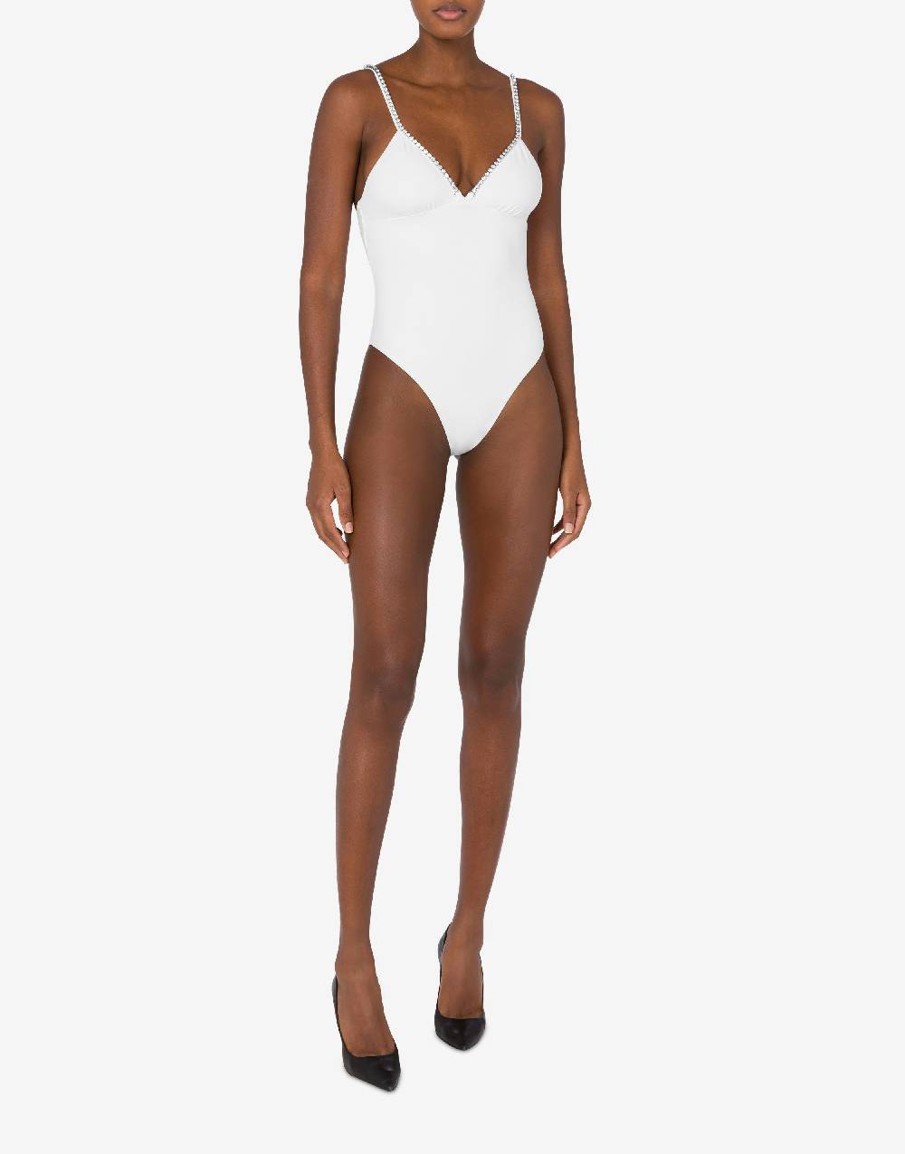 Love Moschino Costume intero Shiny Silver Logo Spedizione Gratuita