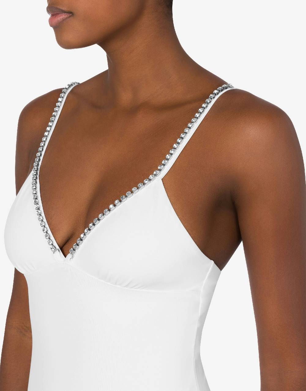 Love Moschino Costume intero Shiny Silver Logo Spedizione Gratuita