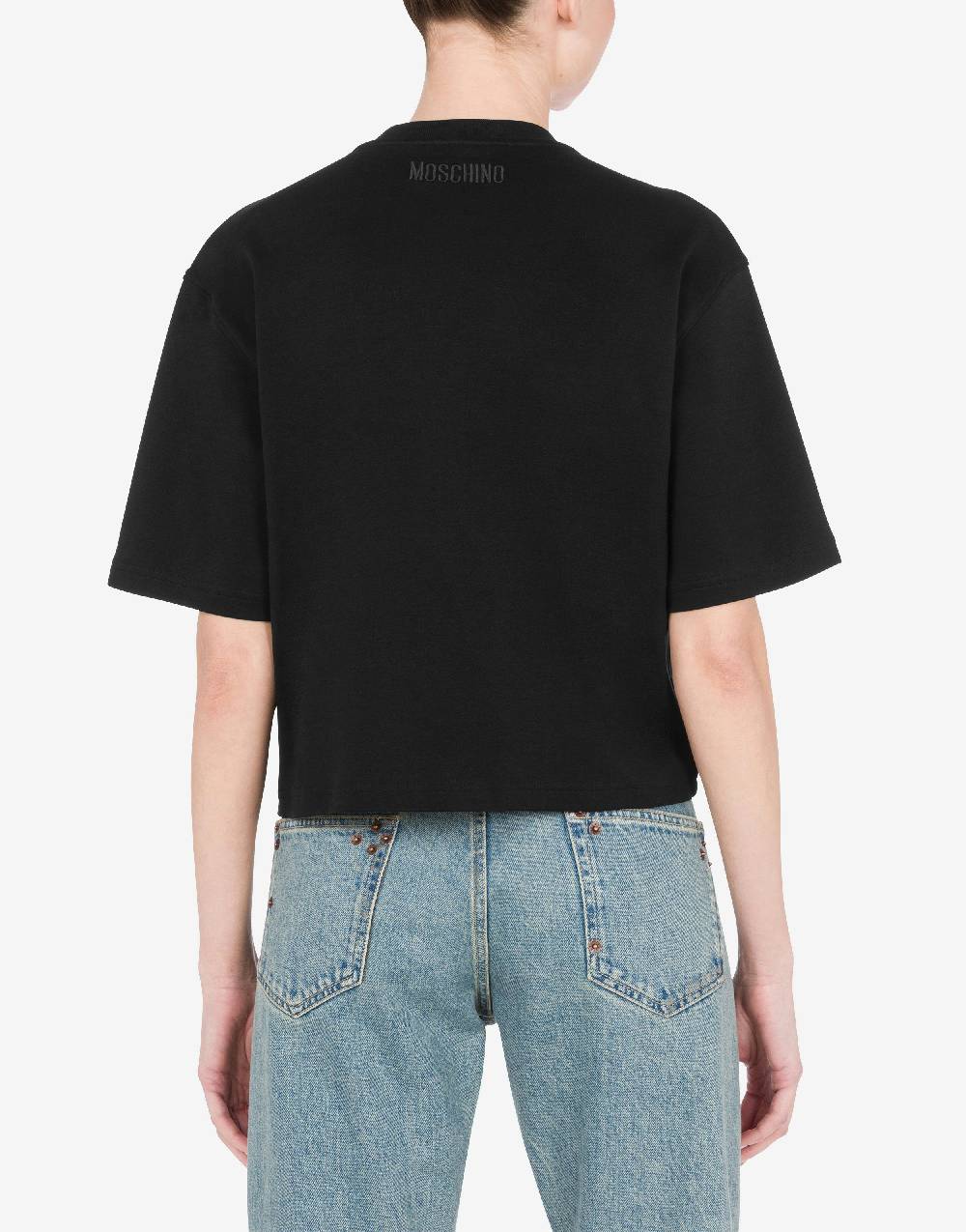 Love Moschino T-shirt in interlock di cotone Peace & Pearls Promozione Limitata