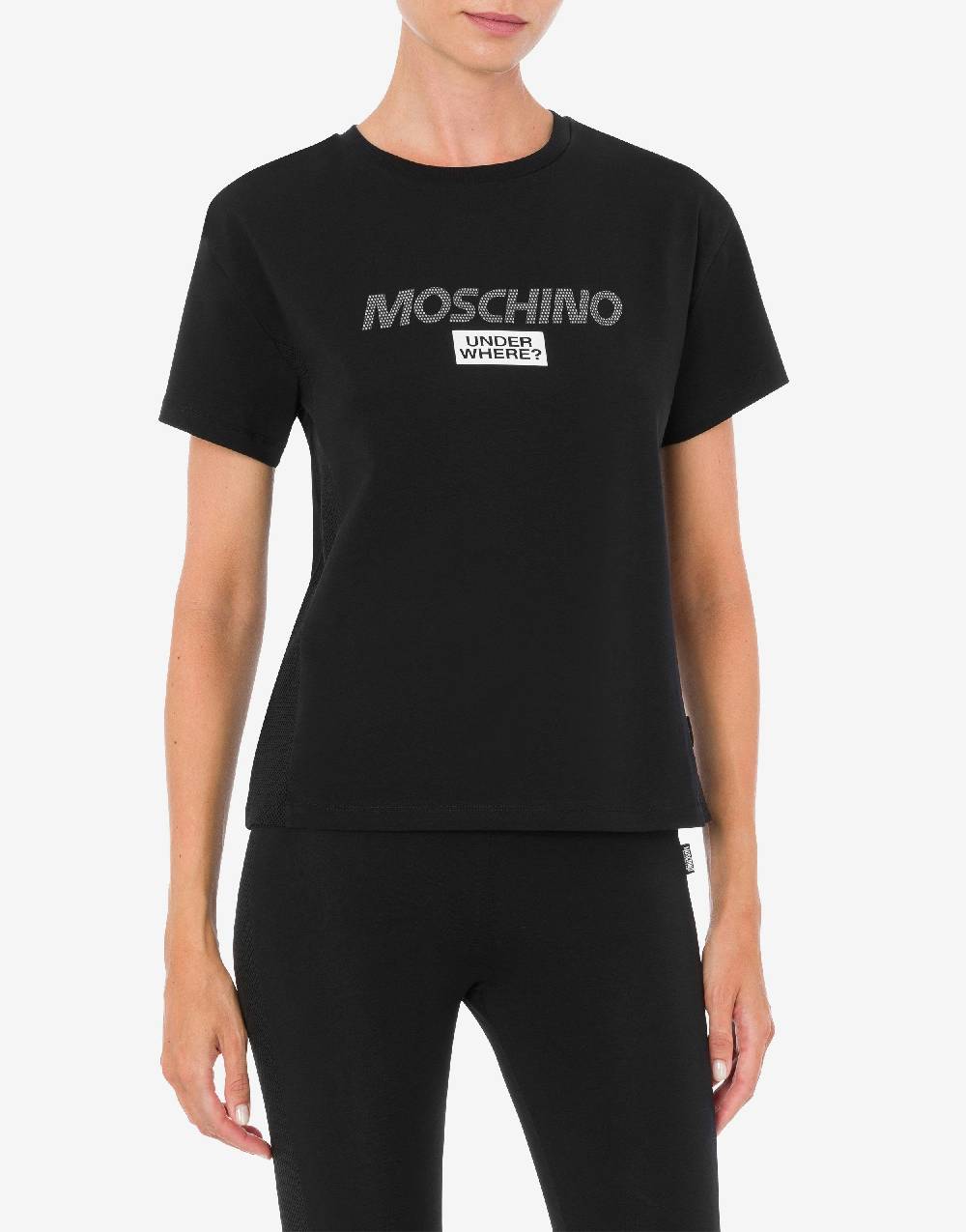 Love Moschino T-shirt in jersey stretch Mesh Logo Nuovo