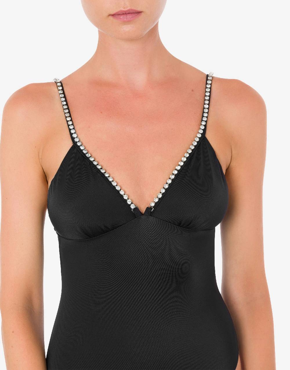 Love Moschino Costume intero Shiny Silver Logo Affare Del Giorno
