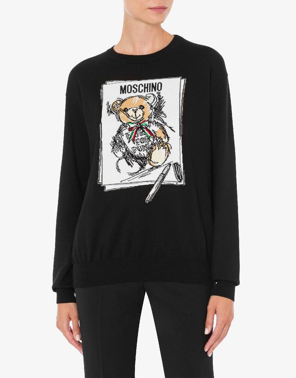 Love Moschino Pullover in cotone Drawn Teddy Bear Convenienza