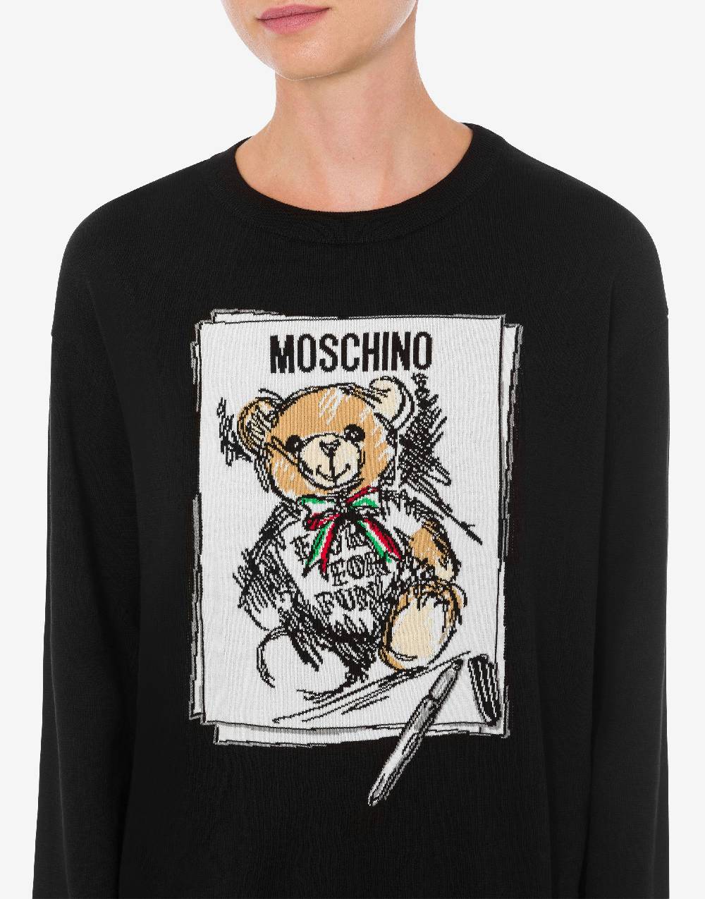 Love Moschino Pullover in cotone Drawn Teddy Bear Convenienza