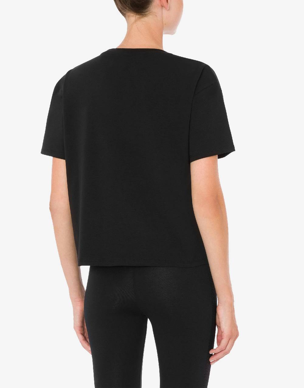 Love Moschino T-shirt in jersey stretch Flock Teddy Bear Offerta