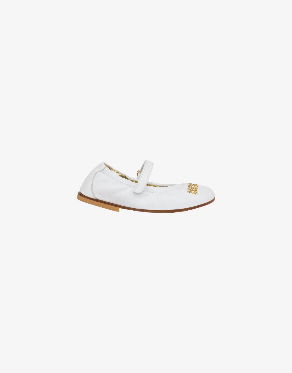 Love Moschino Ballerine in nappa Studded Logo Nuovo