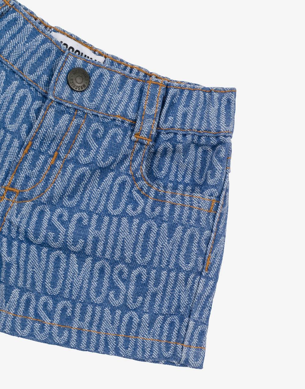 Love Moschino Short in denim Allover Logo In Linea
