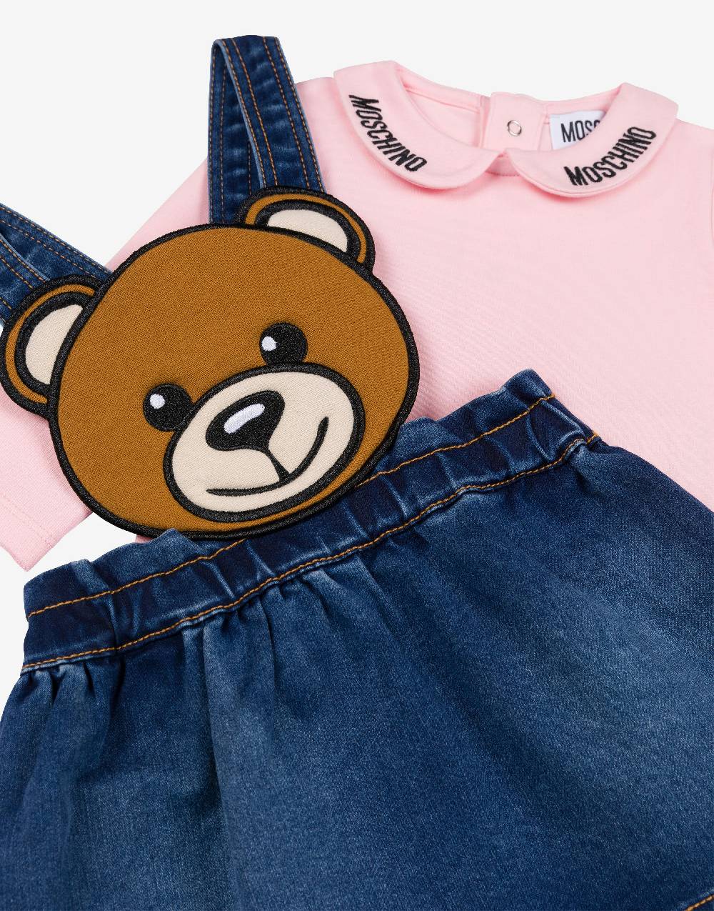 Love Moschino Completo blusa e gonna salopette Moschino Teddy Bear Moda