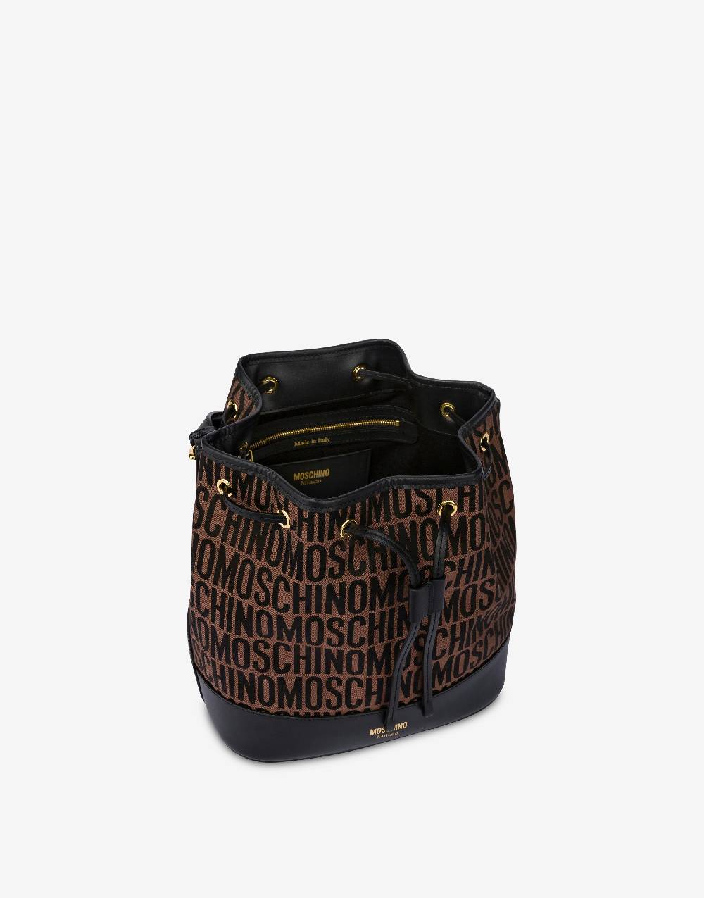 Love Moschino Borsa a secchiello in nylon Allover Logo Soddisfazione Garantita