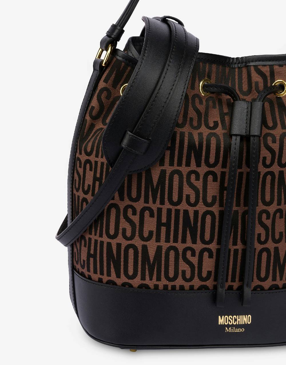 Love Moschino Borsa a secchiello in nylon Allover Logo Soddisfazione Garantita