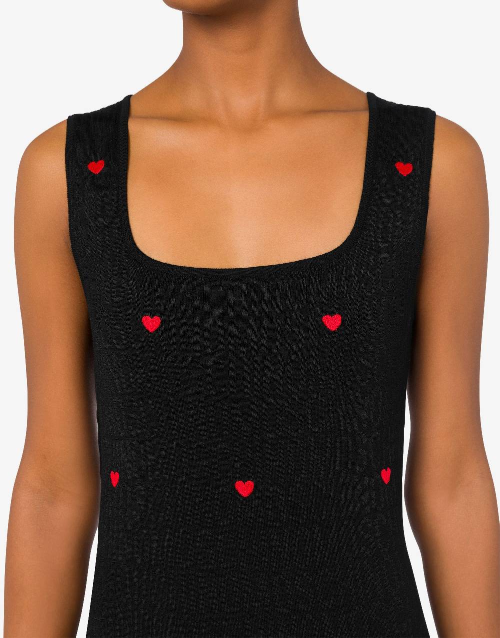 Love Moschino Abito in lana con cuori Allover Logo Offerta Anniversario