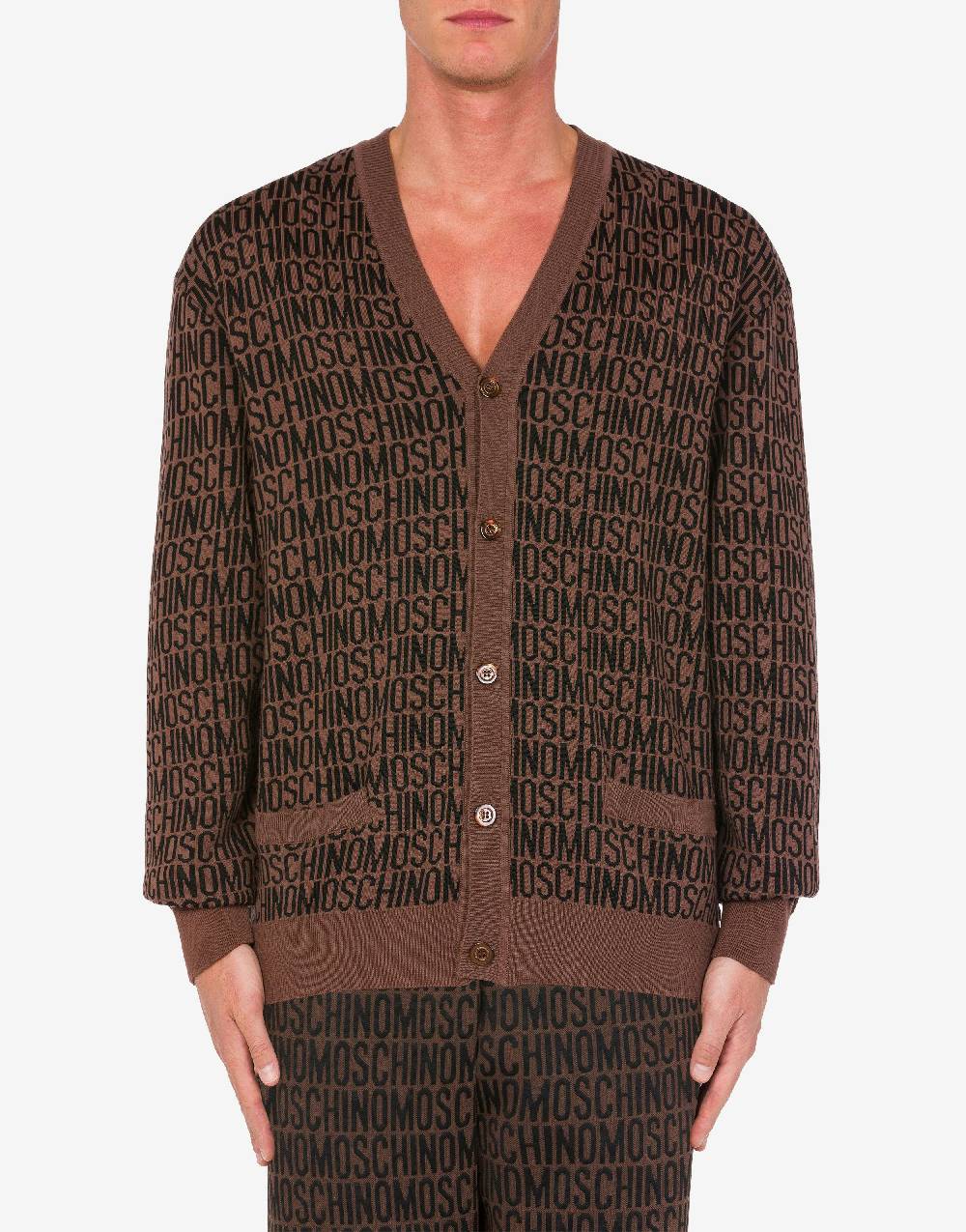 Love Moschino Cardigan in lana jacquard Allover Logo Soddisfazione Garantita