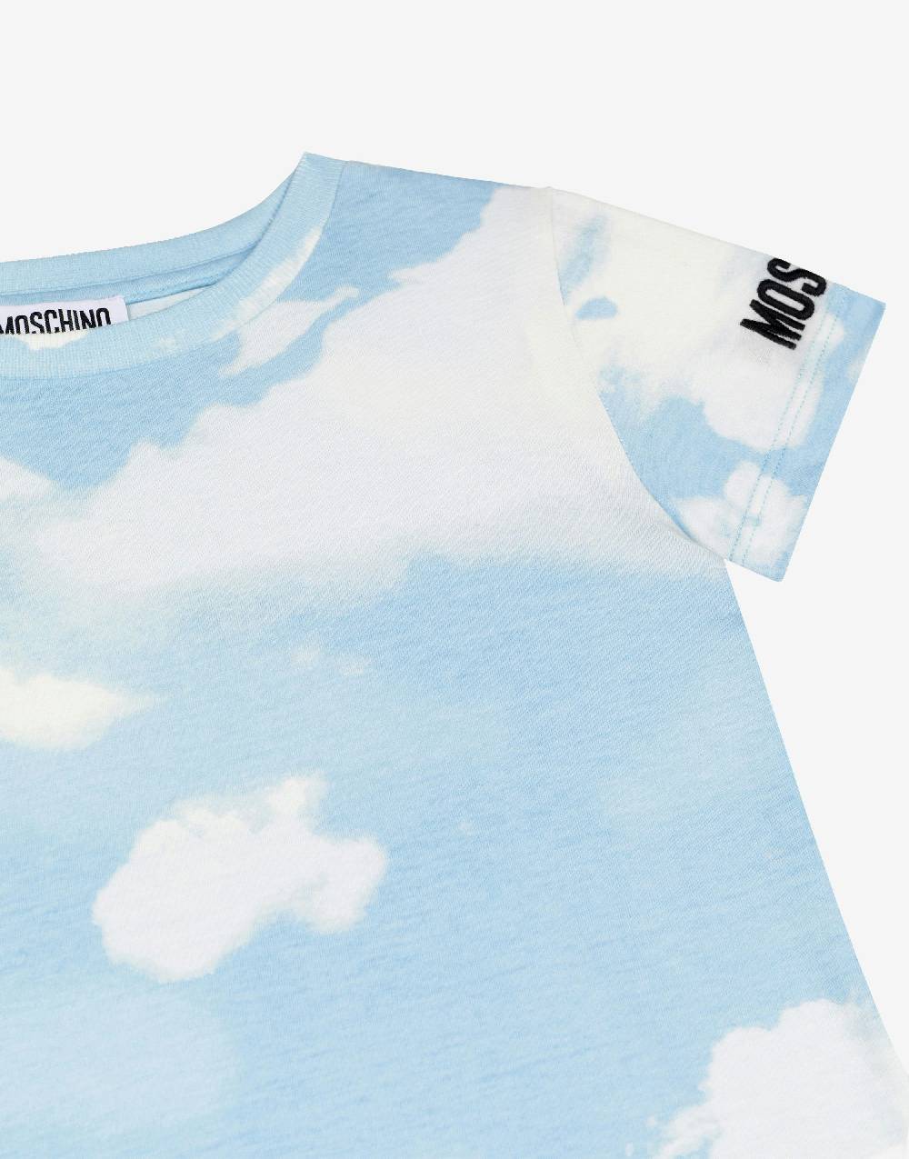 Love Moschino T-shirt in jersey Allover Clouds Outlet