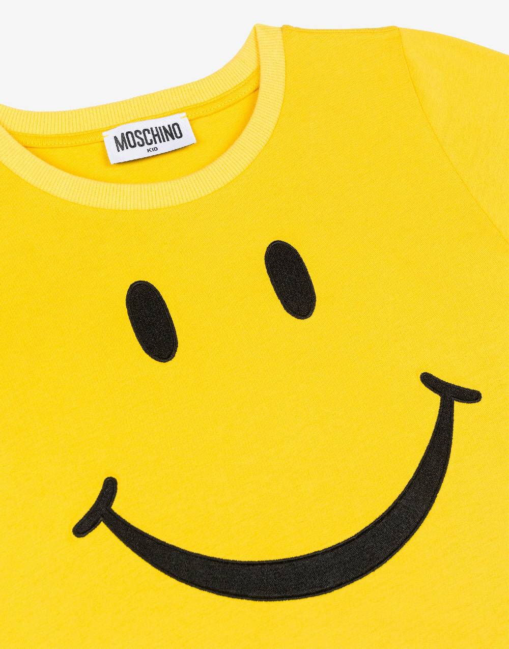 Love Moschino T-shirt in jersey Smiley® Embroidery In Vendita