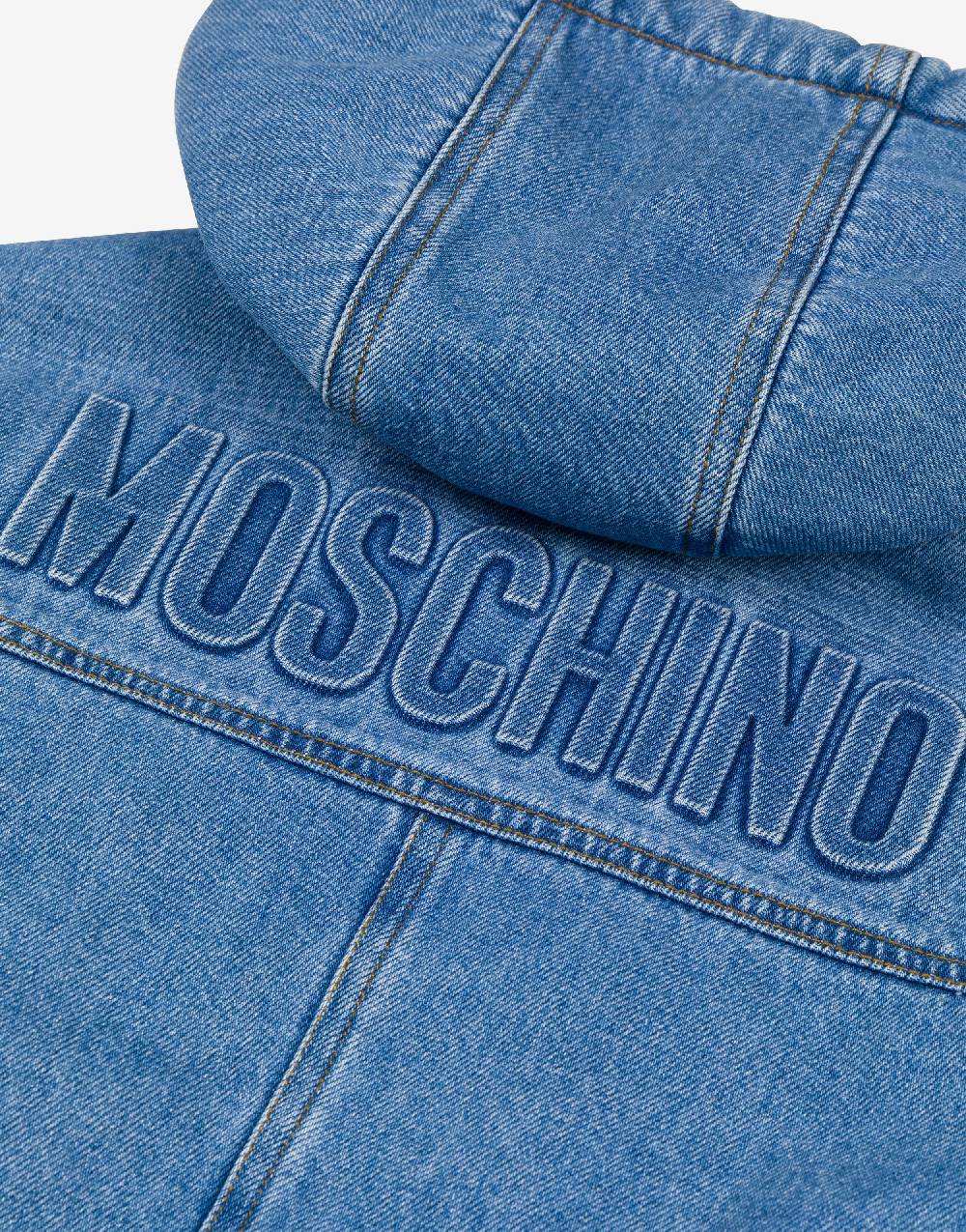 Love Moschino Giacca in denim con cappuccio Embossed Logo Fornitura limitata