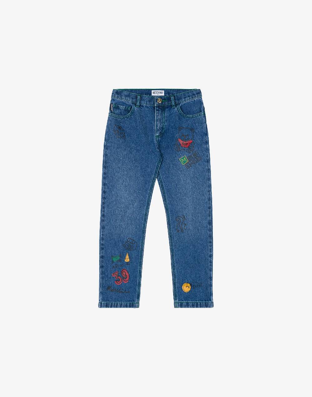 Love Moschino Pantalone in denim School Print Consegna Veloce