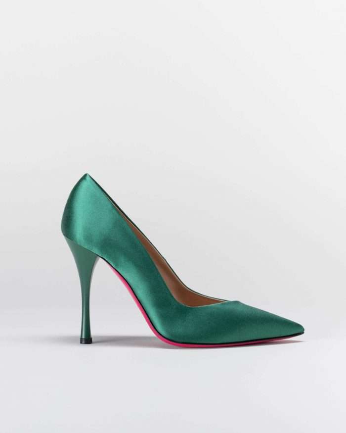 LUCIANO PADOVAN SIMPLE LINE DÉCOLLETÉ ROBIN RASO VERDE Nuovo