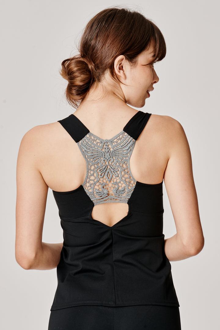 Sàpopa Tulipano Grey Lace Tank Top Vendita Economica