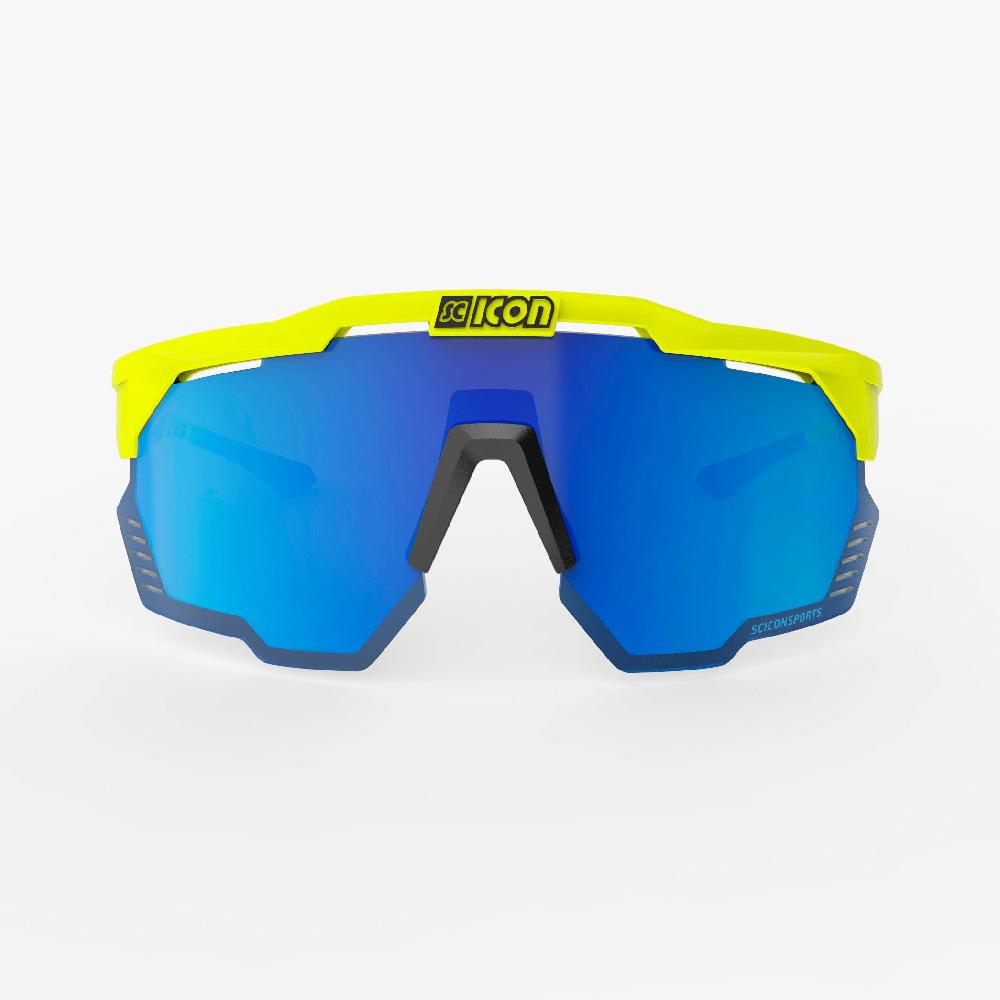 Scicon Aeroshade Kunken Occhiali Ciclismo Giallo Fluo/Blu Vendite Flash