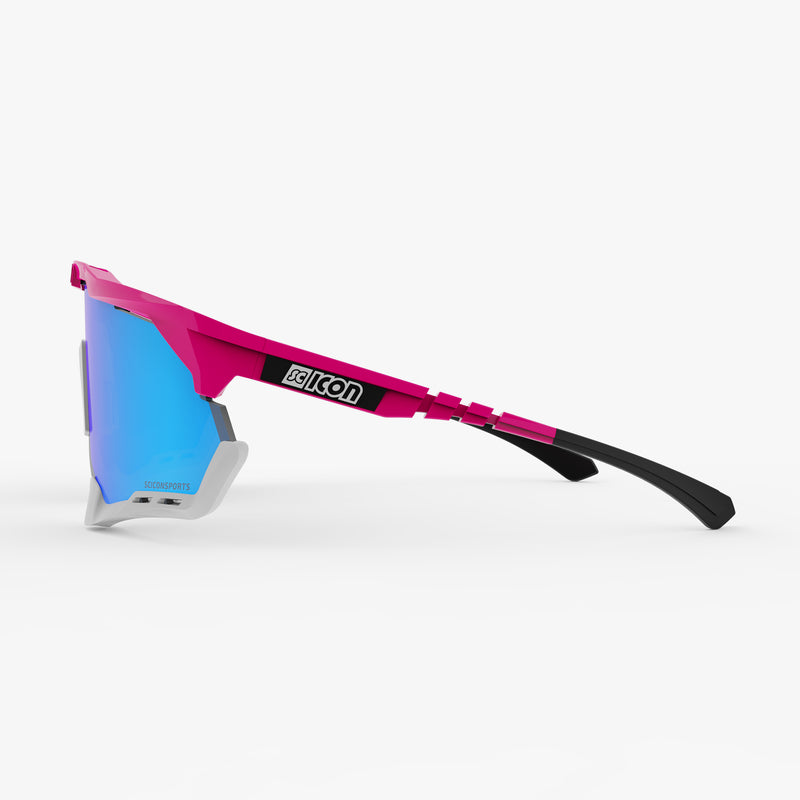 Scicon Aeroshade XL Occhiali Ciclismo Rosa Fluo/Blu In Linea