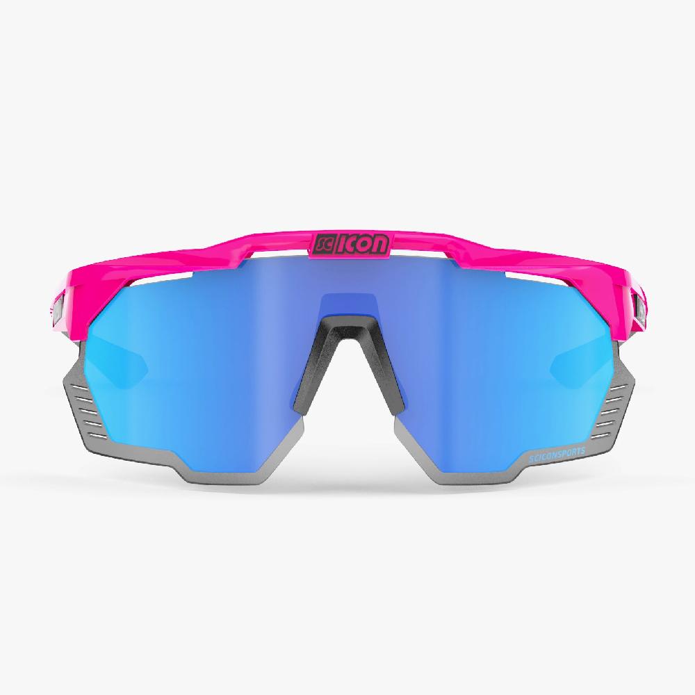 Scicon Aeroshade Kunken Occhiali Ciclismo Rosa Fluo/Blu Nuovo