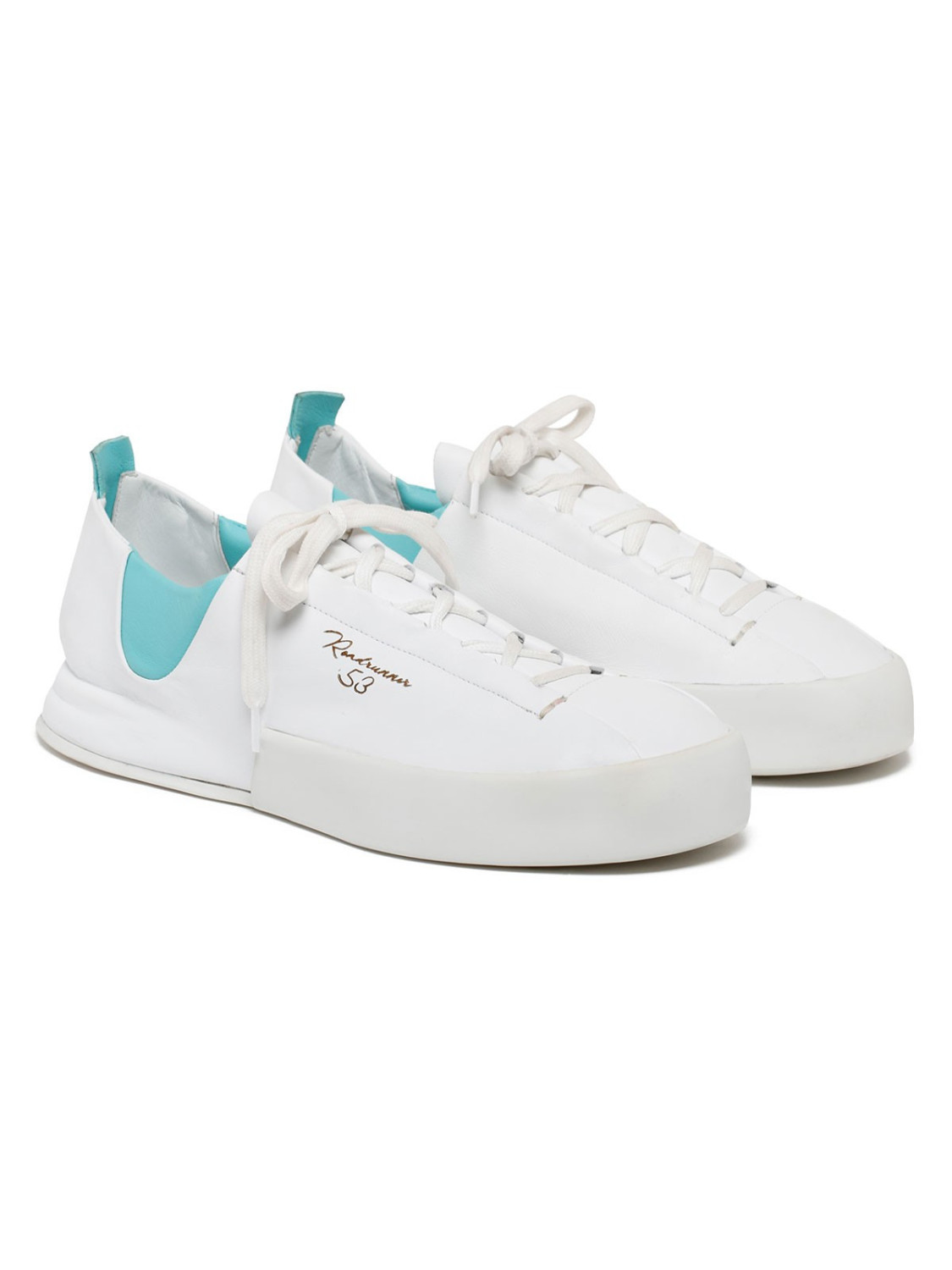 Silvano Sassetti Sneakers Jegher bianche e acquamarina Nuova
