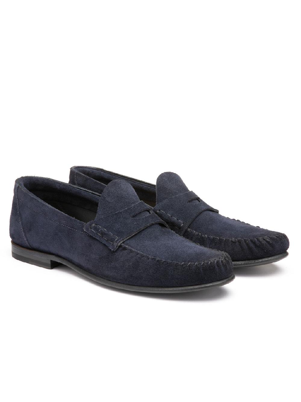 Silvano Sassetti Mocassini Penny in suede navy Presa