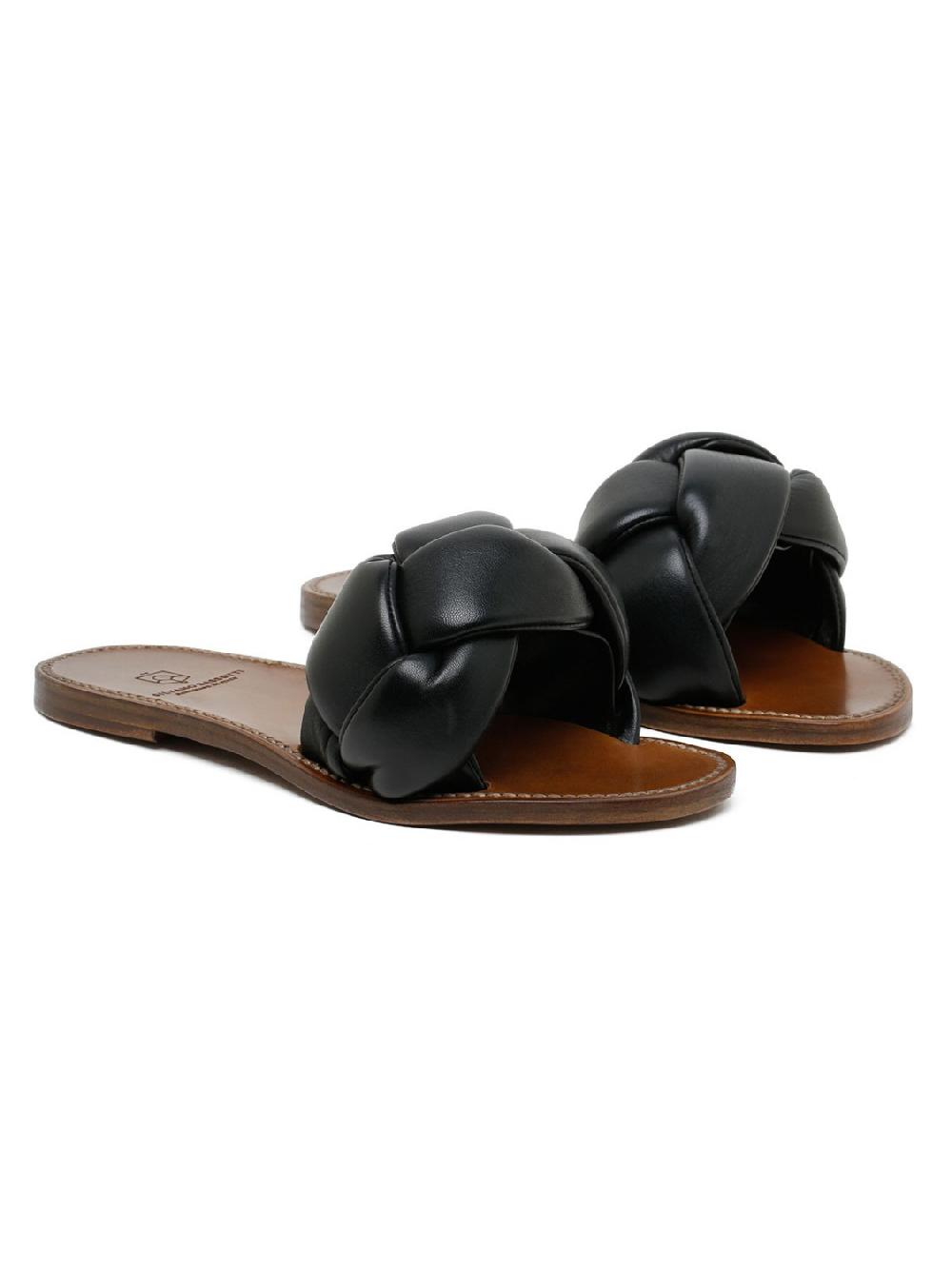 Silvano Sassetti Sandali in pelle intrecciata nera Italy