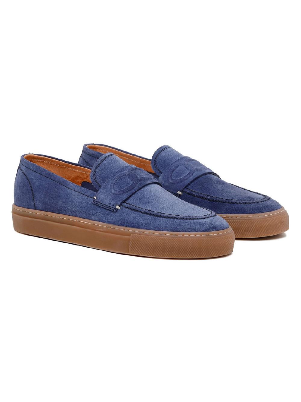 Silvano Sassetti Mocassini St. Tropez in camoscio blu Soddisfazione Garantita